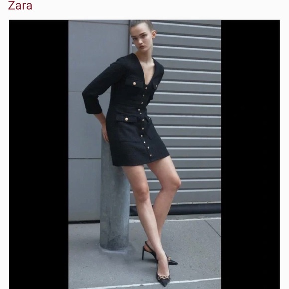 ZARA GOLD BUTTON TEXTURED DRESS
BLACK🖤brand new - Picture 2 of 7